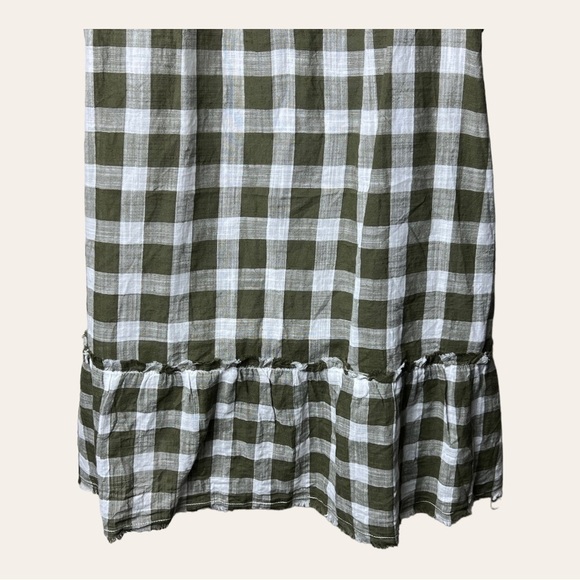 1099. ANTHROPOLOGIE CLOTH & STONE GINGHAM HALTER TOP SIZE XSMALL GREEN/WHITE - Picture 9 of 10